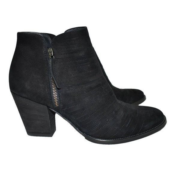 $500 PAUL GREEN Malibu Sliced Zip Bootie CLASSIC BLOCK NUBUCK BLACK 7.5 (TPO7) - Picture 3 of 9